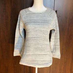 Marled Cotton Long Sleeved Sweater with Silk Trim